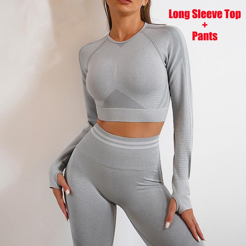 Seamless Yoga Pants Sports Gym Fitness Leggings Or Long Sleeve Tops Outfits Butt Lifting Slim Workout Sportswear Clothing Phantom of the Vogue