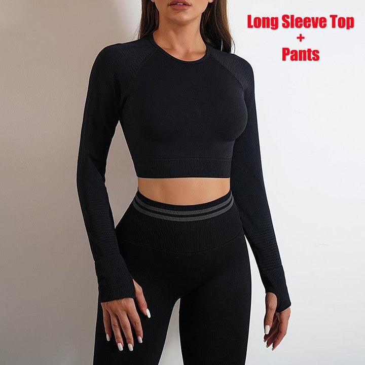 Seamless Yoga Pants Sports Gym Fitness Leggings Or Long Sleeve Tops Outfits Butt Lifting Slim Workout Sportswear Clothing Phantom of the Vogue