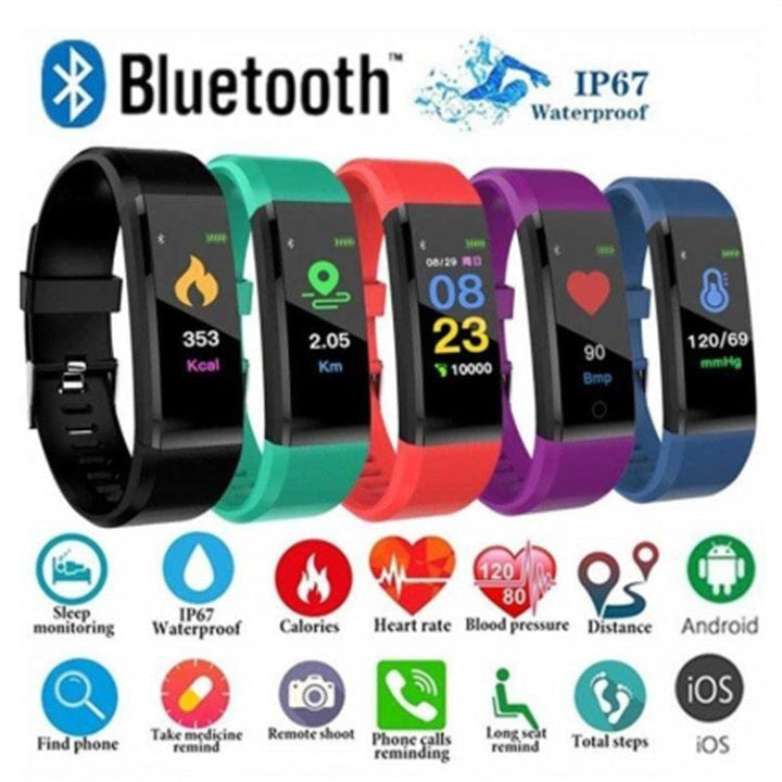 Screen Smart Wristband Heart Rate Monitor Fitness Activity Tracker 115plus Smart Band Color Blood Pressure Music Remote Control Phantom of the Vogue