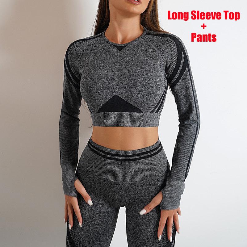 Seamless Yoga Pants Sports Gym Fitness Leggings Or Long Sleeve Tops Outfits Butt Lifting Slim Workout Sportswear Clothing Phantom of the Vogue