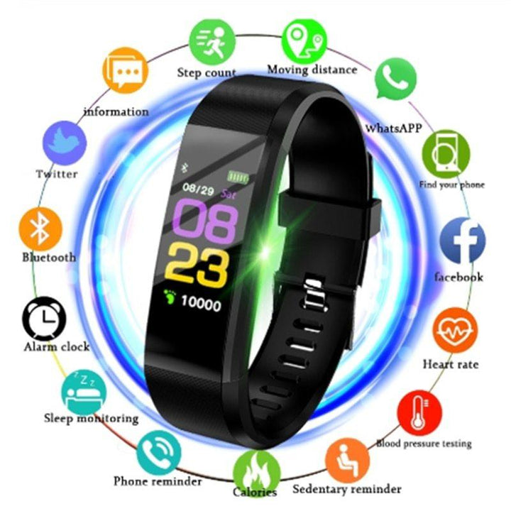 Screen Smart Wristband Heart Rate Monitor Fitness Activity Tracker 115plus Smart Band Color Blood Pressure Music Remote Control Phantom of the Vogue