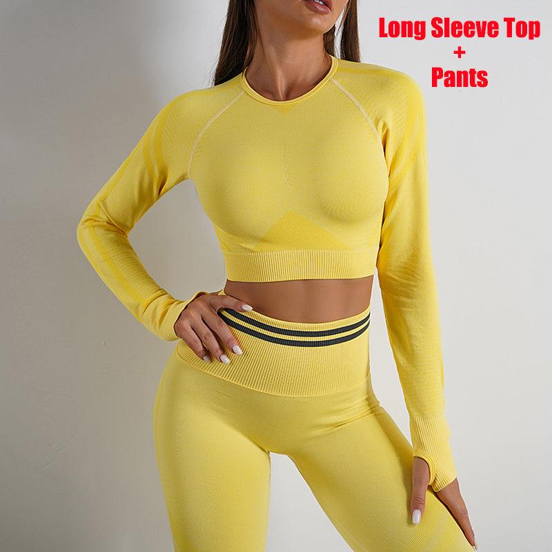 Seamless Yoga Pants Sports Gym Fitness Leggings Or Long Sleeve Tops Outfits Butt Lifting Slim Workout Sportswear Clothing Phantom of the Vogue