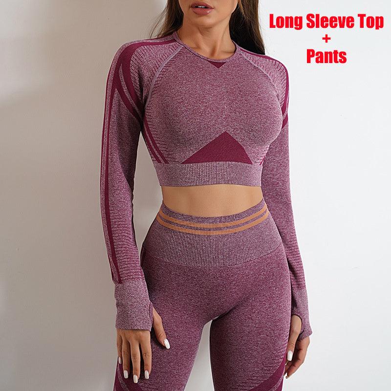 Seamless Yoga Pants Sports Gym Fitness Leggings Or Long Sleeve Tops Outfits Butt Lifting Slim Workout Sportswear Clothing Phantom of the Vogue