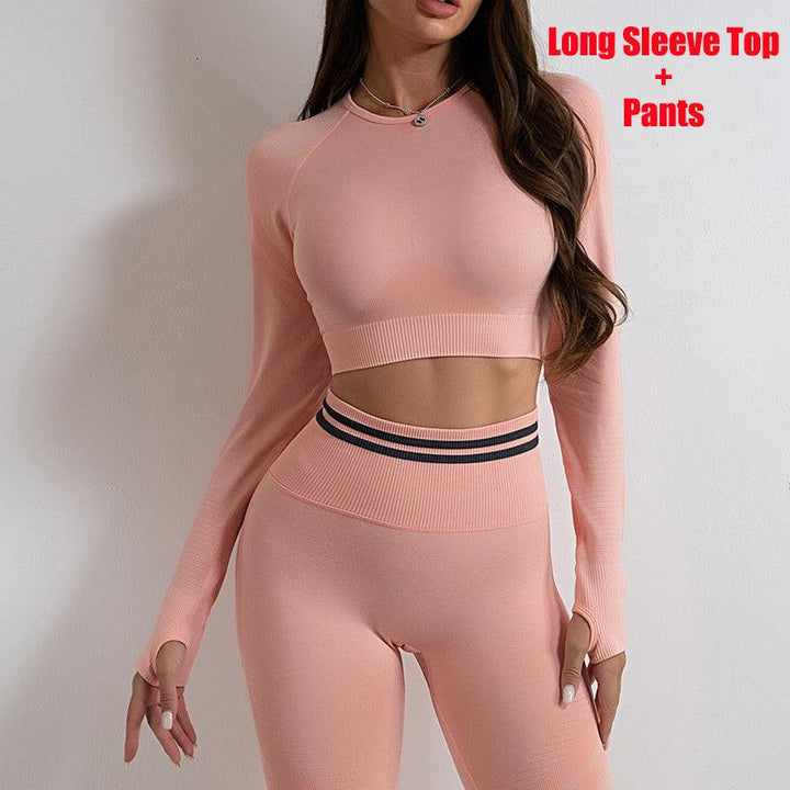 Seamless Yoga Pants Sports Gym Fitness Leggings Or Long Sleeve Tops Outfits Butt Lifting Slim Workout Sportswear Clothing Phantom of the Vogue