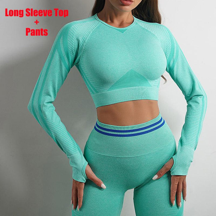 Seamless Yoga Pants Sports Gym Fitness Leggings Or Long Sleeve Tops Outfits Butt Lifting Slim Workout Sportswear Clothing Phantom of the Vogue