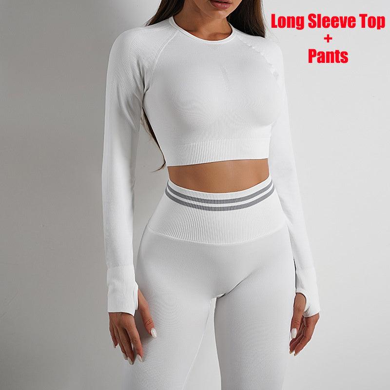 Seamless Yoga Pants Sports Gym Fitness Leggings Or Long Sleeve Tops Outfits Butt Lifting Slim Workout Sportswear Clothing Phantom of the Vogue